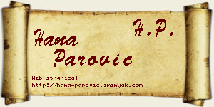 Hana Parović vizit kartica